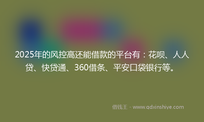 2025年的风控高还能借款的平台有：花呗、人人贷、快贷通、360借条、平安口袋银行等。