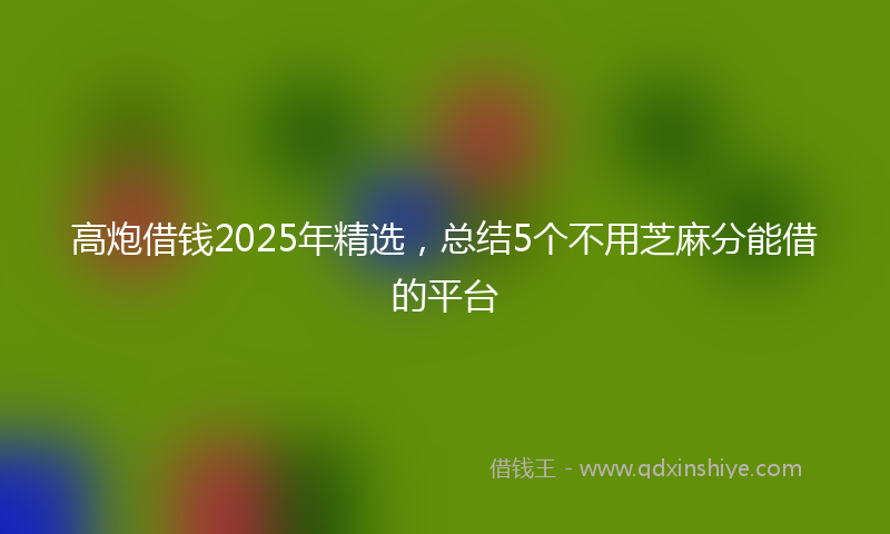 高炮借钱2025年精选，总结5个不用芝麻分能借的平台