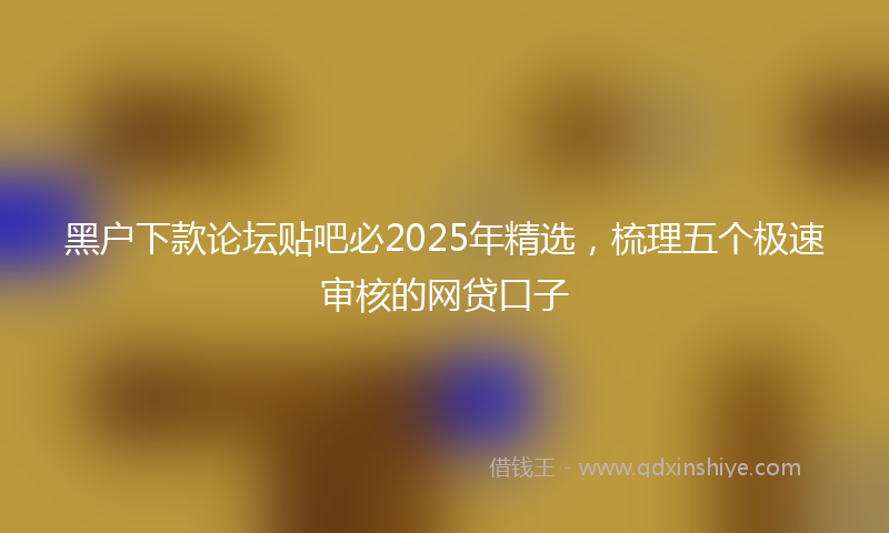 黑户下款论坛贴吧必2025年精选，梳理五个极速审核的网贷口子