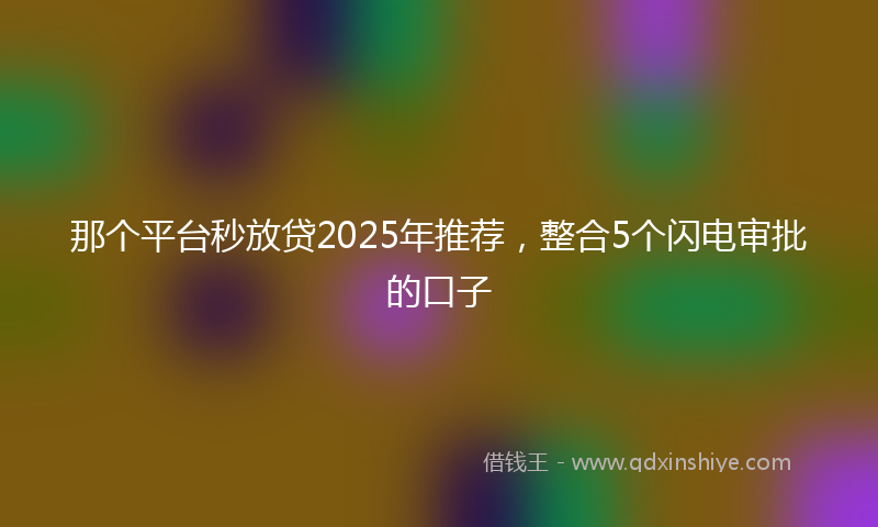 那个平台秒放贷2025年推荐，整合5个闪电审批的口子
