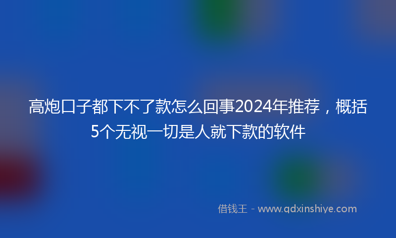 高炮口子都下不了款怎么回事2024年推荐，概括5个无视一切是人就下款的软件