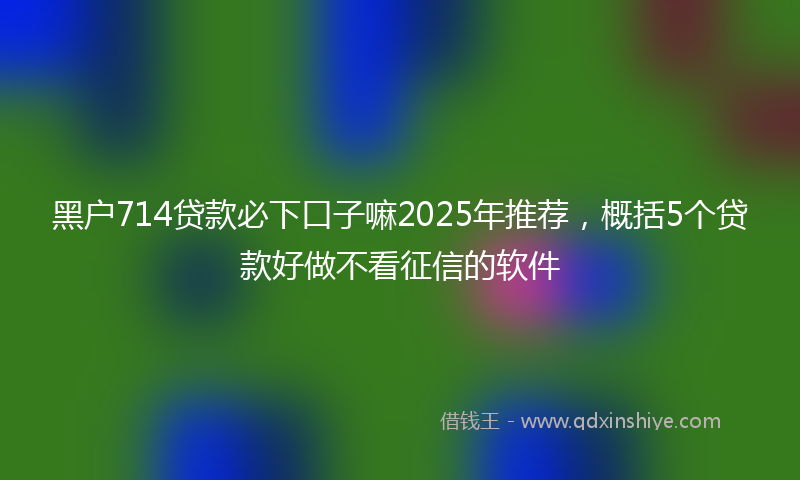 黑户714贷款必下口子嘛2025年推荐，概括5个贷款好做不看征信的软件
