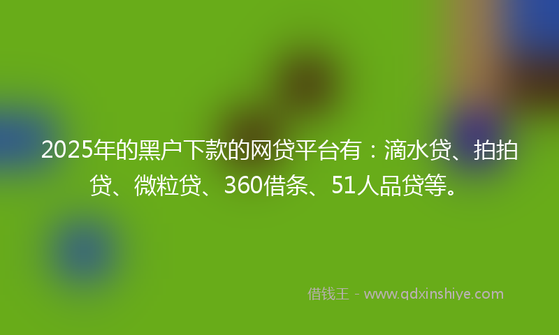 2025年的黑户下款的网贷平台有：滴水贷、拍拍贷、微粒贷、360借条、51人品贷等。