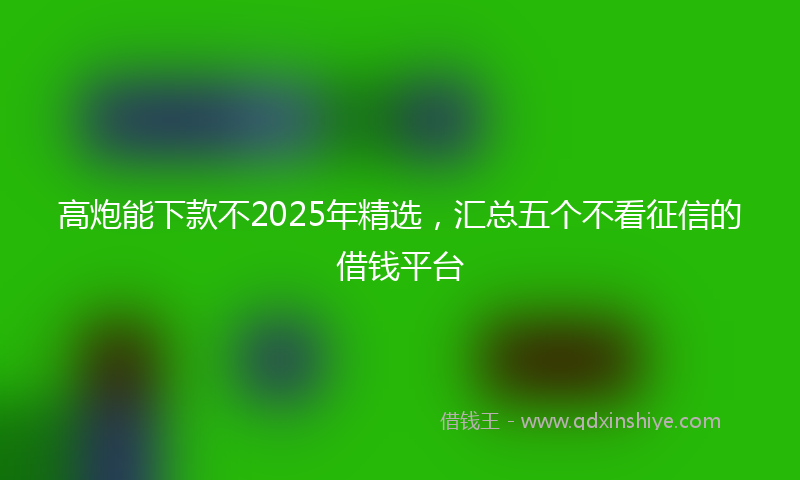 高炮能下款不2025年精选，汇总五个不看征信的借钱平台