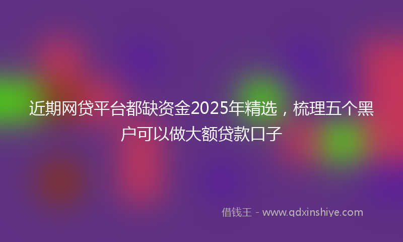 近期网贷平台都缺资金2025年精选，梳理五个黑户可以做大额贷款口子