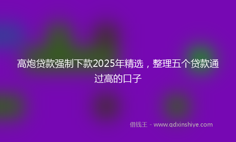 高炮贷款强制下款2025年精选，整理五个贷款通过高的口子