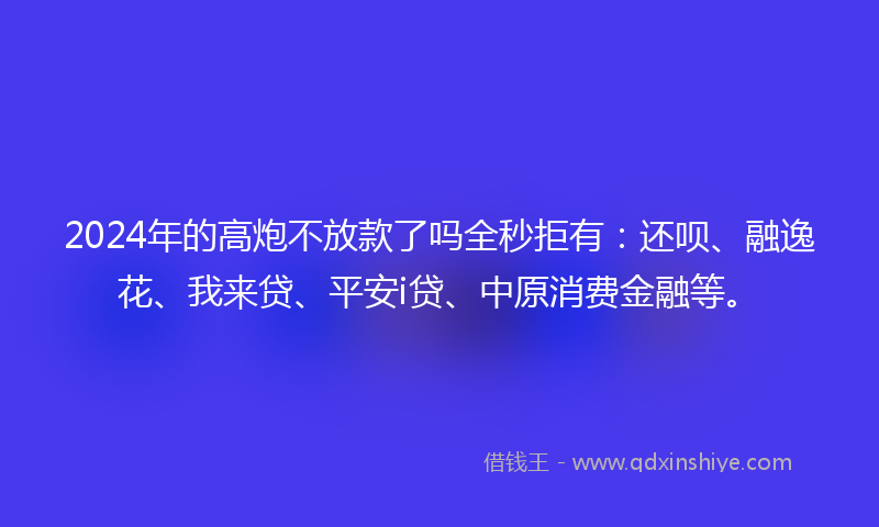 2024年的高炮不放款了吗全秒拒有：还呗、融逸花、我来贷、平安i贷、中原消费金融等。