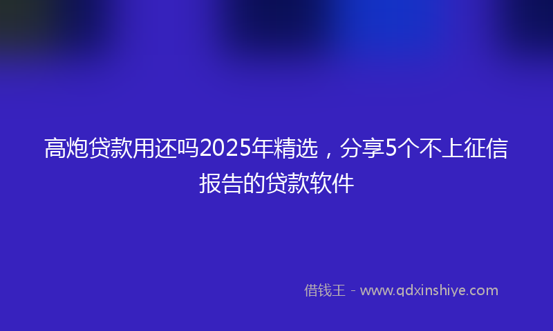 高炮贷款用还吗2025年精选，分享5个不上征信报告的贷款软件