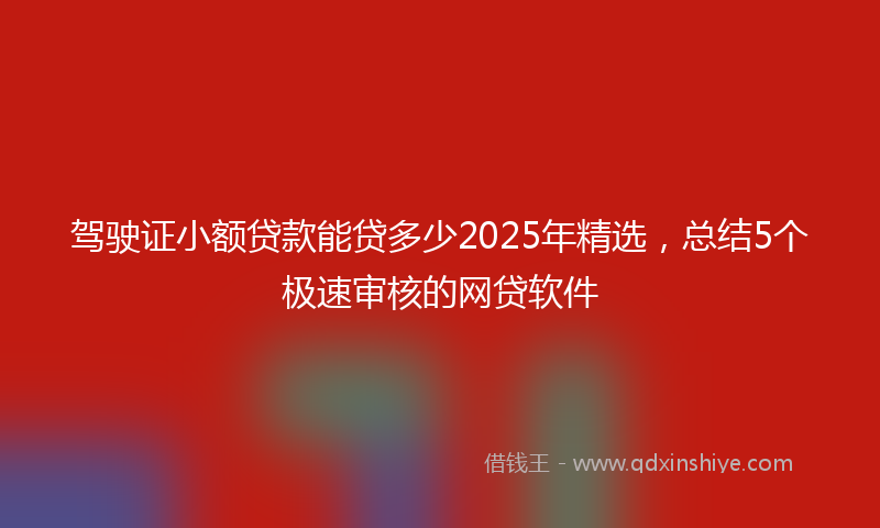 驾驶证小额贷款能贷多少2025年精选，总结5个极速审核的网贷软件