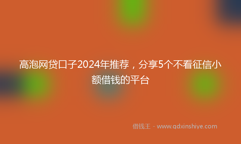 高泡网贷口子2024年推荐，分享5个不看征信小额借钱的平台