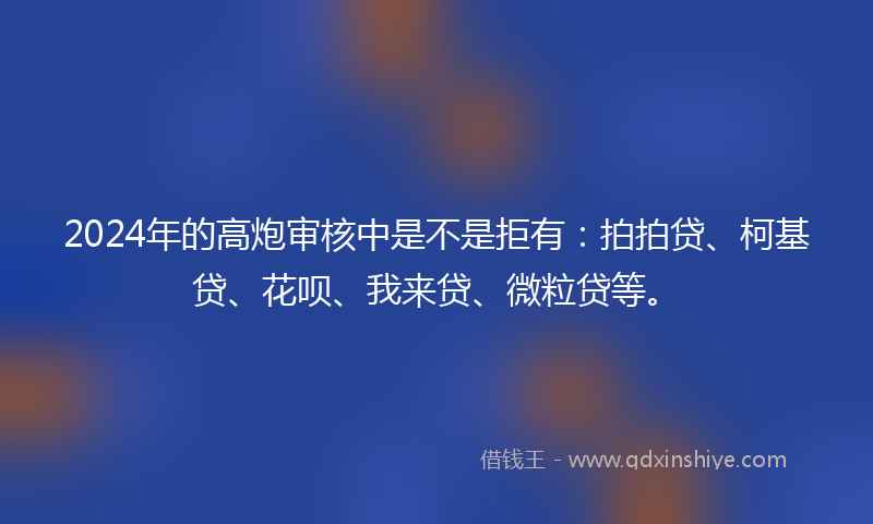 2024年的高炮审核中是不是拒有：拍拍贷、柯基贷、花呗、我来贷、微粒贷等。