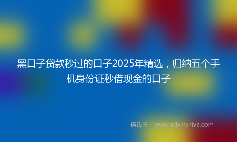 黑口子贷款秒过的口子2025年精选，归纳五个手机身份证秒借现金的口子
