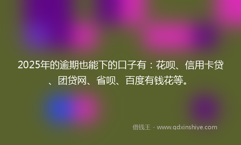 2025年的逾期也能下的口子有：花呗、信用卡贷、团贷网、省呗、百度有钱花等。