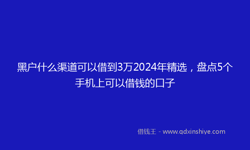黑户什么渠道可以借到3万2024年精选，盘点5个手机上可以借钱的口子