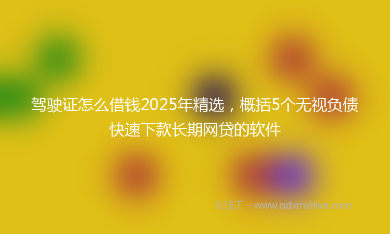 驾驶证怎么借钱2025年精选，概括5个无视负债快速下款长期网贷的软件