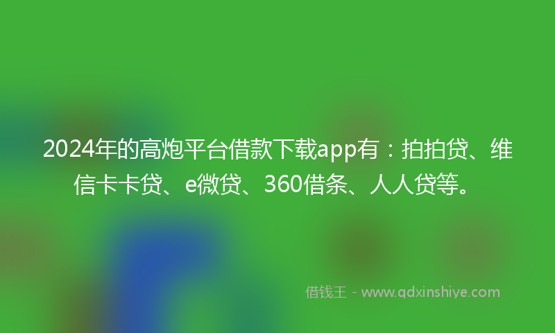 2024年的高炮平台借款下载app有：拍拍贷、维信卡卡贷、e微贷、360借条、人人贷等。
