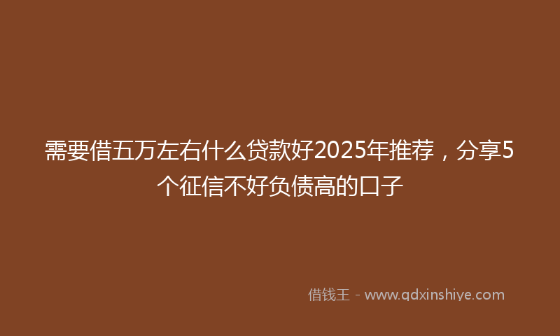 需要借五万左右什么贷款好2025年推荐，分享5个征信不好负债高的口子