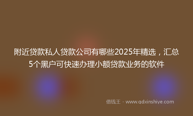 附近贷款私人贷款公司有哪些2025年精选，汇总5个黑户可快速办理小额贷款业务的软件