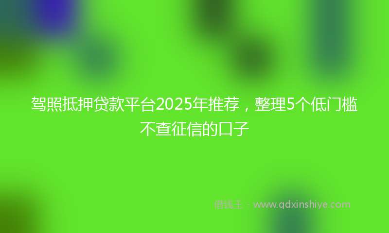 驾照抵押贷款平台2025年推荐，整理5个低门槛不查征信的口子