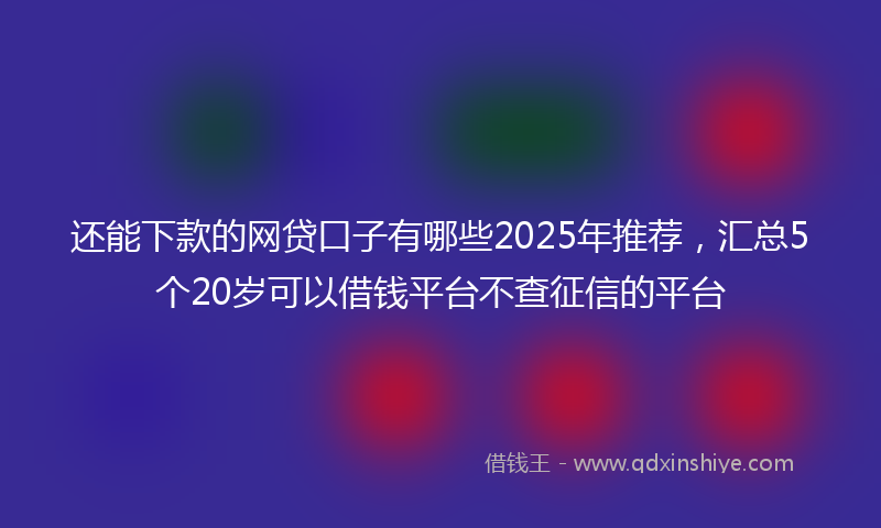 还能下款的网贷口子有哪些2025年推荐，汇总5个20岁可以借钱平台不查征信的平台
