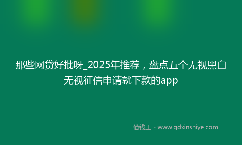 那些网贷好批呀_2025年推荐，盘点五个无视黑白无视征信申请就下款的app
