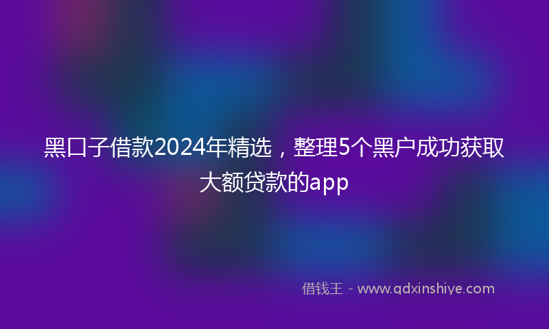 黑口子借款2024年精选，整理5个黑户成功获取大额贷款的app