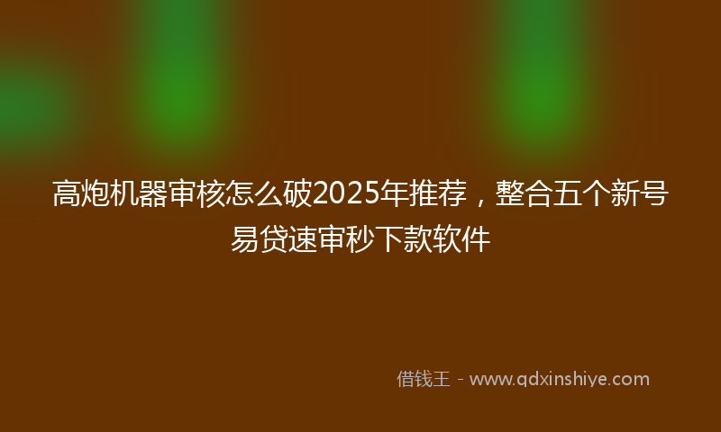 高炮机器审核怎么破2025年推荐，整合五个新号易贷速审秒下款软件