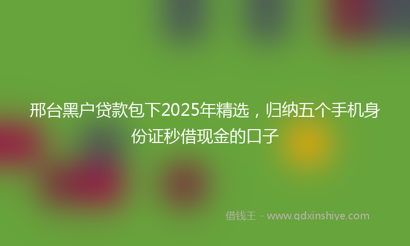 邢台黑户贷款包下2025年精选，归纳五个手机身份证秒借现金的口子