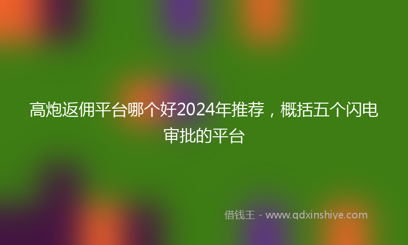 高炮返佣平台哪个好2024年推荐，概括五个闪电审批的平台