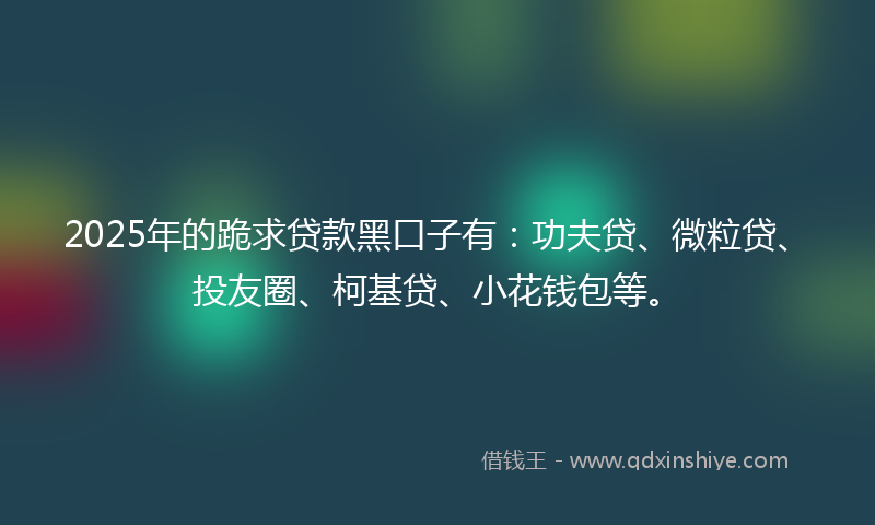 2025年的跪求贷款黑口子有：功夫贷、微粒贷、投友圈、柯基贷、小花钱包等。