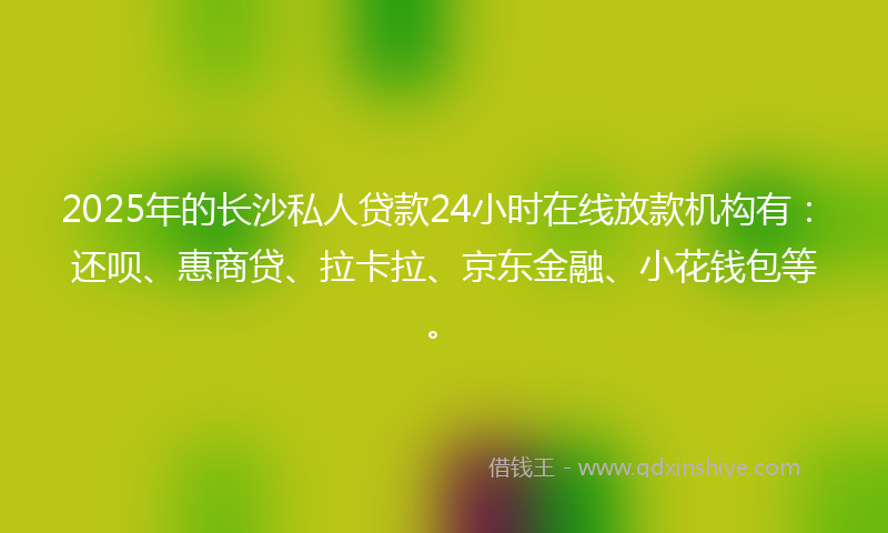 2025年的长沙私人贷款24小时在线放款机构有：还呗、惠商贷、拉卡拉、京东金融、小花钱包等。