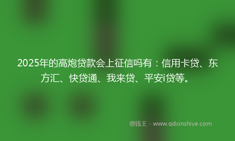 2025年的高炮贷款会上征信吗有：信用卡贷、东方汇、快贷通、我来贷、平安i贷等。