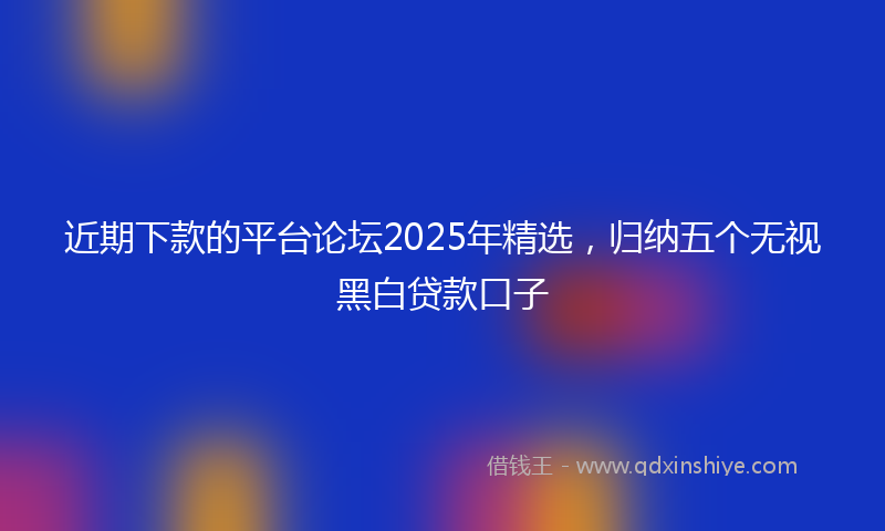 近期下款的平台论坛2025年精选，归纳五个无视黑白贷款口子