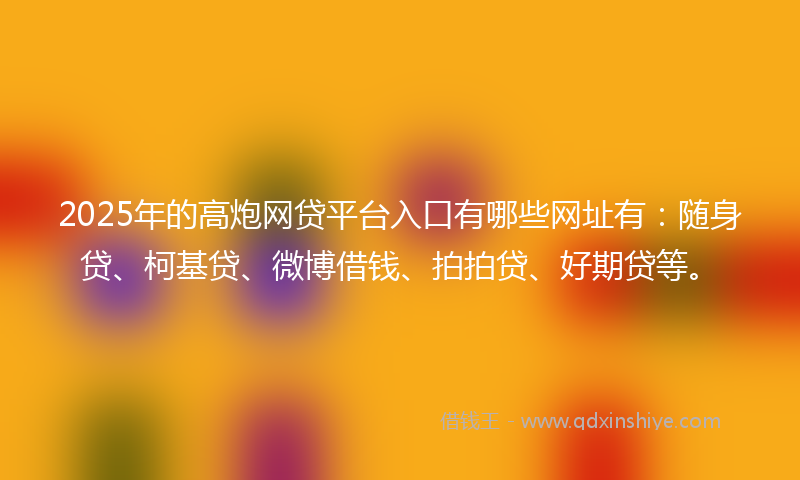 2025年的高炮网贷平台入口有哪些网址有：随身贷、柯基贷、微博借钱、拍拍贷、好期贷等。