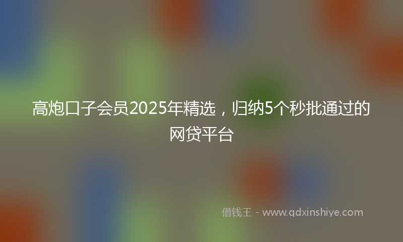 高炮口子会员2025年精选，归纳5个秒批通过的网贷平台