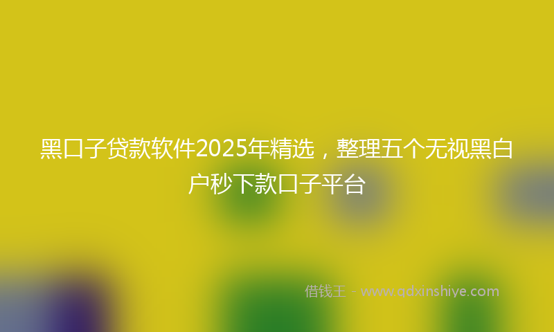 黑口子贷款软件2025年精选，整理五个无视黑白户秒下款口子平台