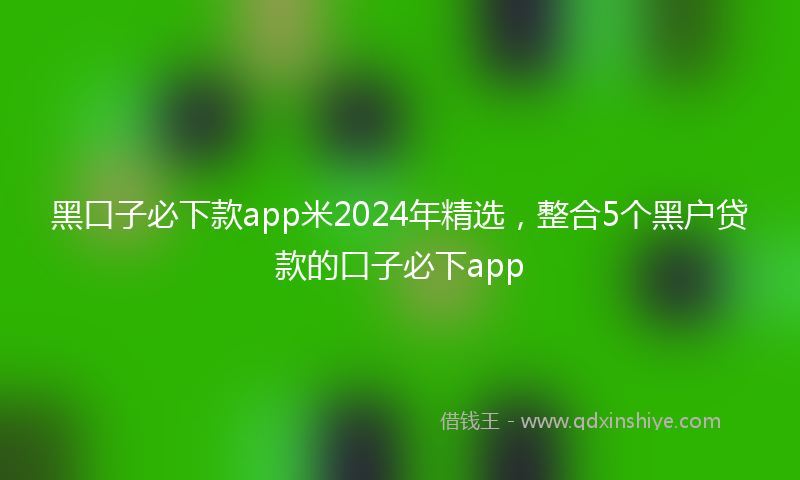 黑口子必下款app米2024年精选，整合5个黑户贷款的口子必下app