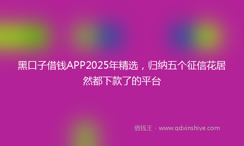 黑口子借钱APP2025年精选，归纳五个征信花居然都下款了的平台