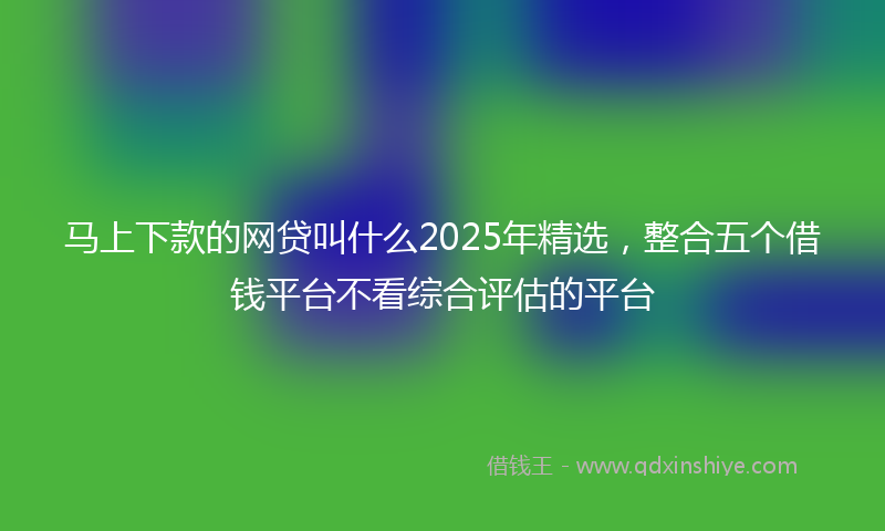 马上下款的网贷叫什么2025年精选，整合五个借钱平台不看综合评估的平台
