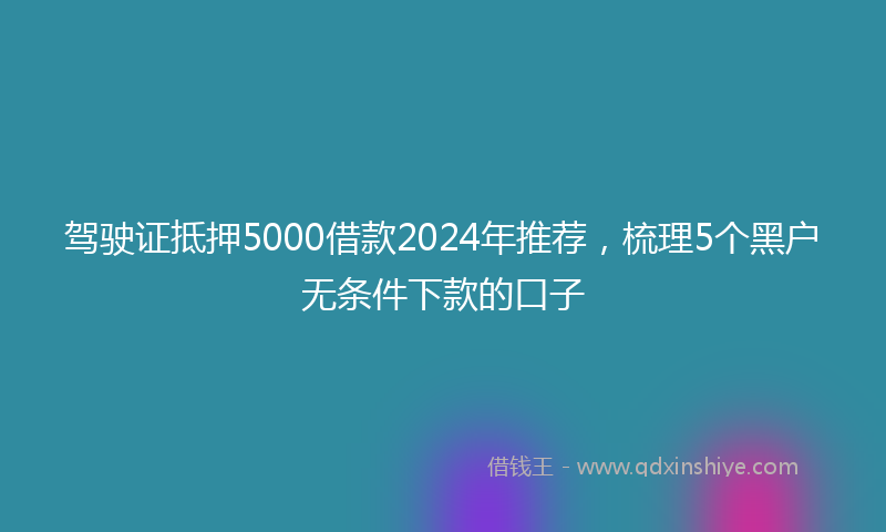 驾驶证抵押5000借款2024年推荐，梳理5个黑户无条件下款的口子