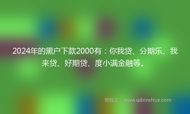 2024年的黑户下款2000有：你我贷、分期乐、我来贷、好期贷、度小满金融等。
