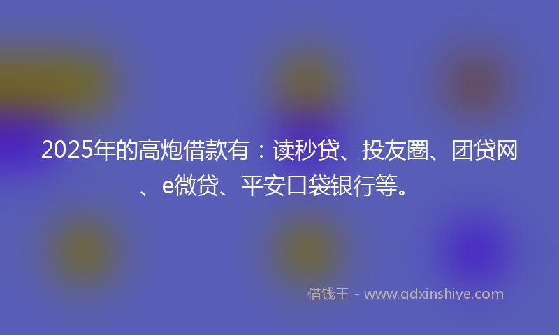 2025年的高炮借款有：读秒贷、投友圈、团贷网、e微贷、平安口袋银行等。