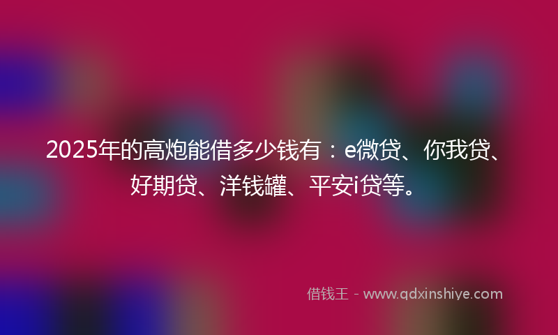 2025年的高炮能借多少钱有：e微贷、你我贷、好期贷、洋钱罐、平安i贷等。