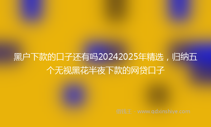 黑户下款的口子还有吗20242025年精选，归纳五个无视黑花半夜下款的网贷口子