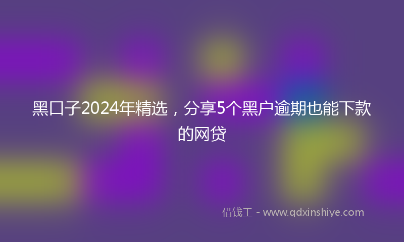 黑口子2024年精选，分享5个黑户逾期也能下款的网贷