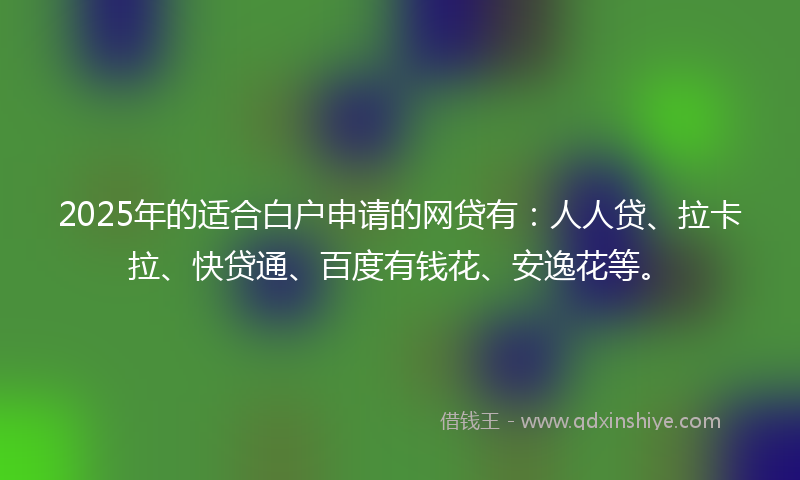 2025年的适合白户申请的网贷有：人人贷、拉卡拉、快贷通、百度有钱花、安逸花等。