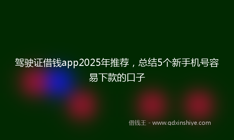 驾驶证借钱app2025年推荐，总结5个新手机号容易下款的口子