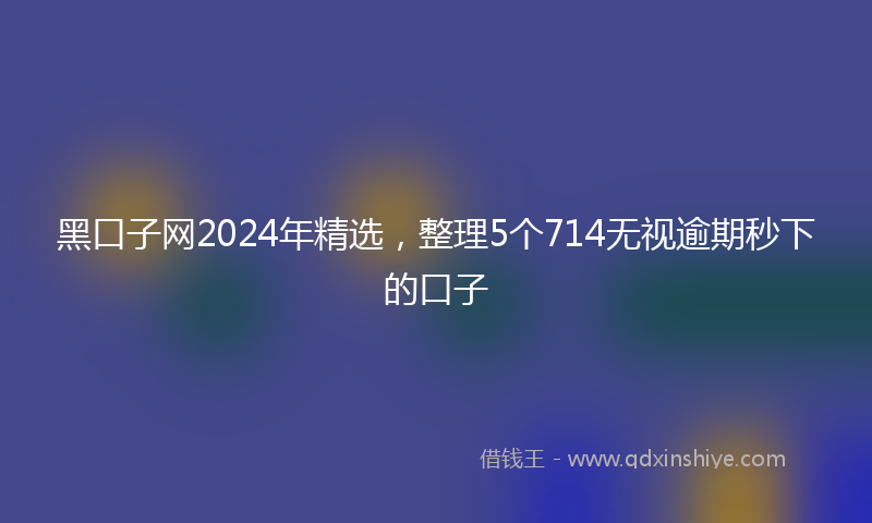 黑口子网2024年精选，整理5个714无视逾期秒下的口子
