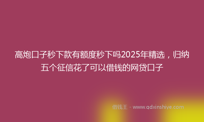 高炮口子秒下款有额度秒下吗2025年精选，归纳五个征信花了可以借钱的网贷口子