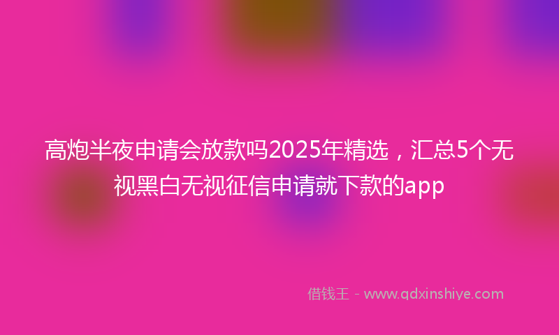 高炮半夜申请会放款吗2025年精选，汇总5个无视黑白无视征信申请就下款的app
